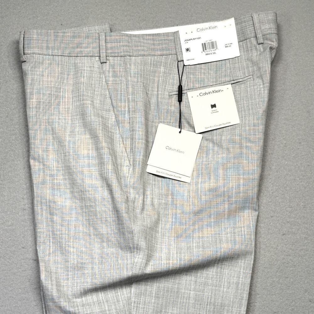 Calvin Klein Men's Slim-Fit Dress Pants -Light Grey 38x32 $95
